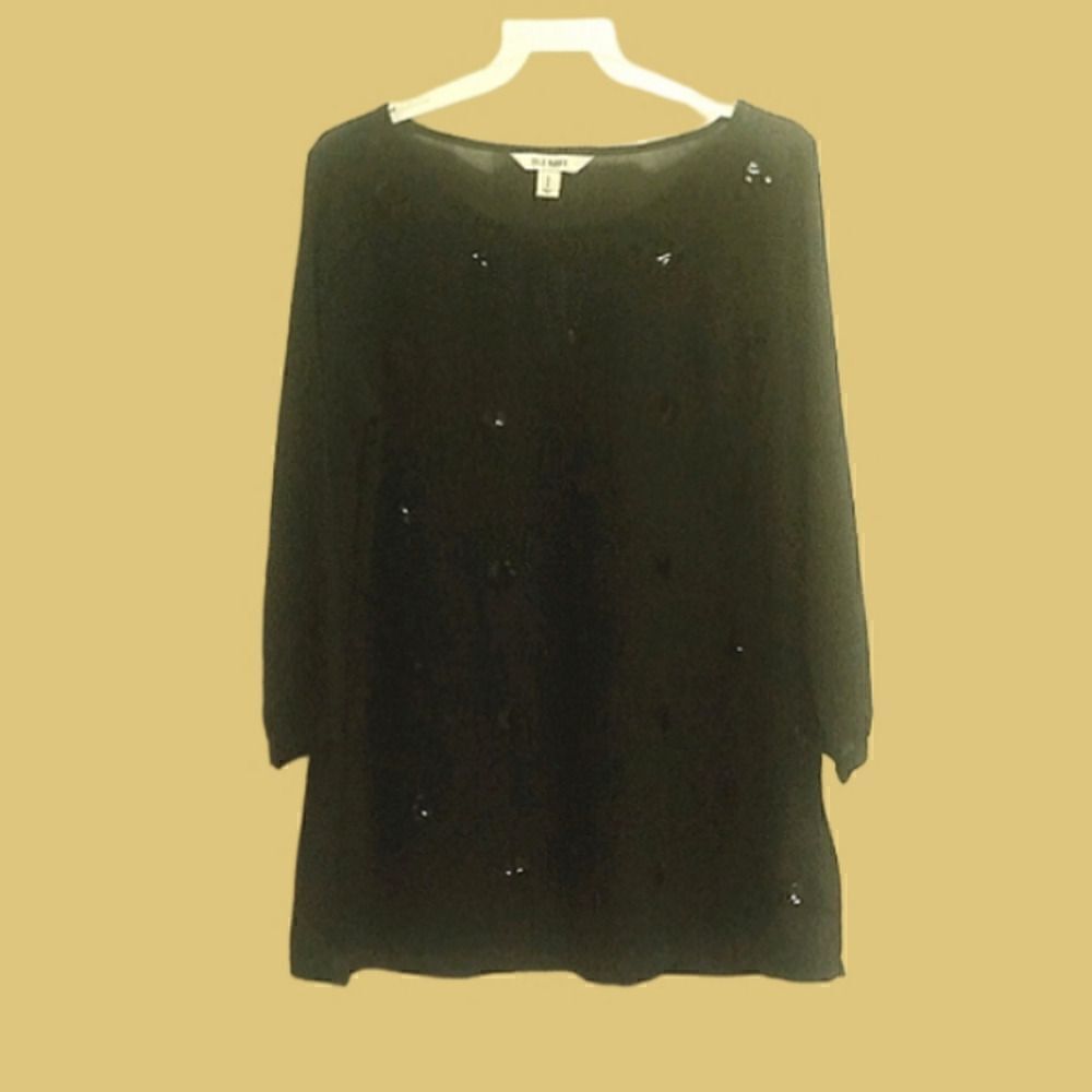 Old Navy black 3/4 sleeved transparent dress top size M